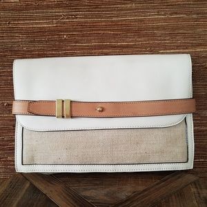 Ann Taylor Shimmer Canvas Belted Clutch